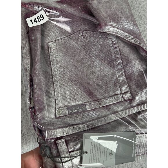 Metallic Purple Denim Shorts Womens Size 30 NWT 7 For All Mankind Cotton/Spandex - Picture 14 of 14